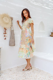 Paisley Patchwork Shirred Dress