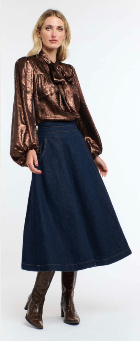 Pussy Bow Top Copper