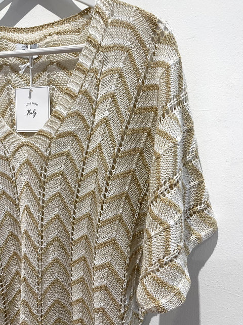 Zig Zag Top White/Gold