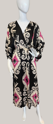 Batik Boho Dress Black/Pink