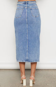 Denim Midi Skirt Blue Wash