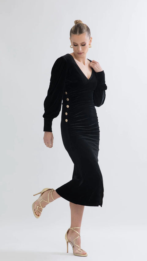 Alba Stretch Velvet Dress Black