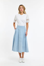 Alex Cotton Lace Sleeve Tee White