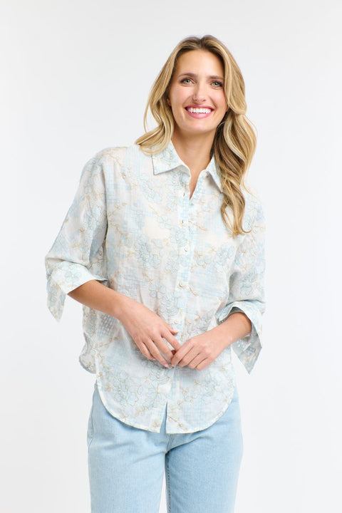 Amelia Embroidered Shirt Pale Blue