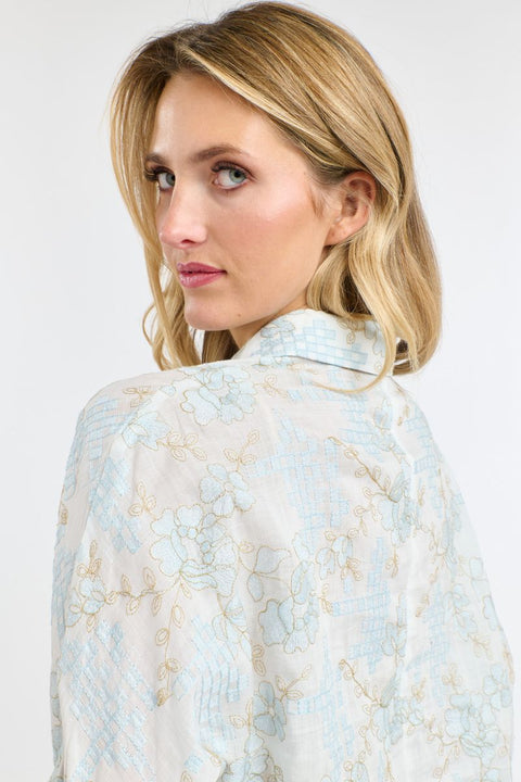 Amelia Embroidered Shirt Pale Blue