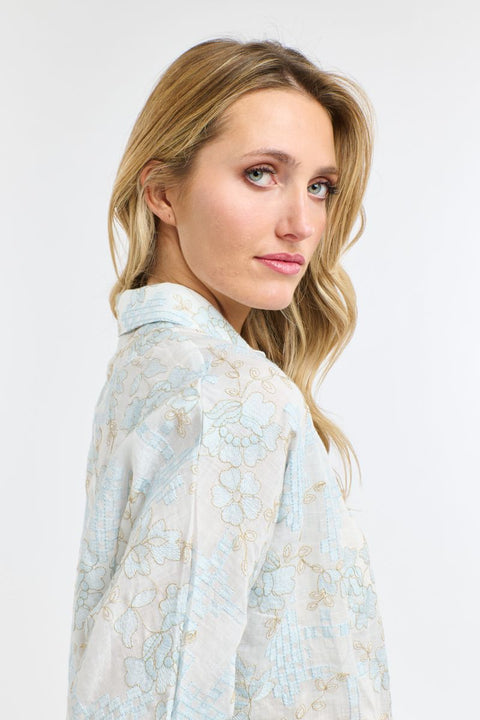 Amelia Embroidered Shirt Pale Blue