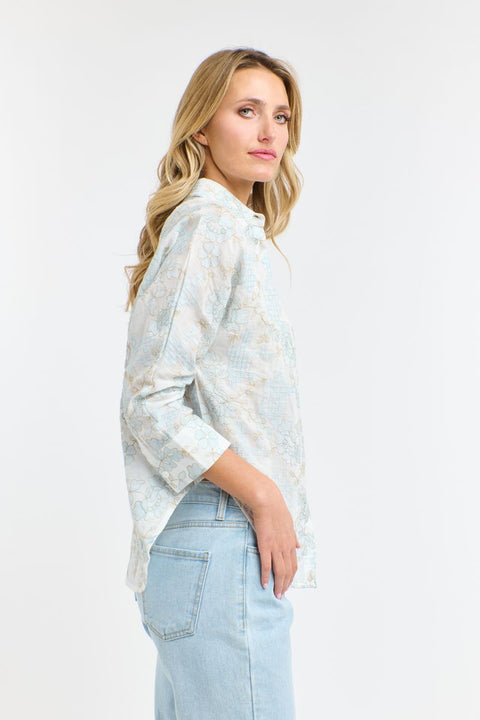 Amelia Embroidered Shirt Pale Blue