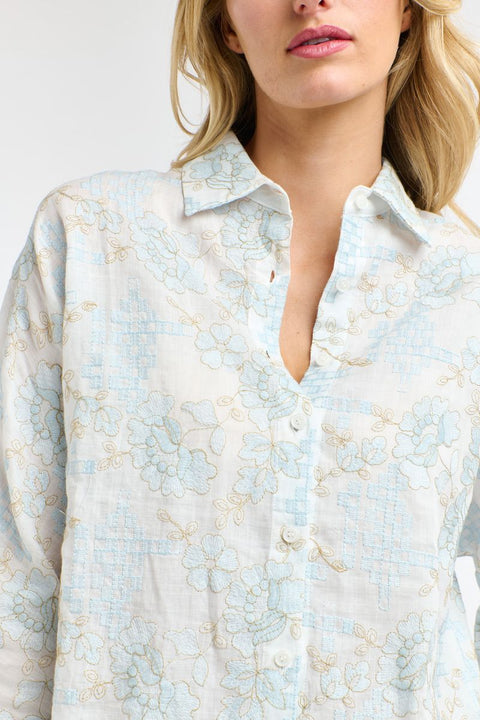Amelia Embroidered Shirt Pale Blue