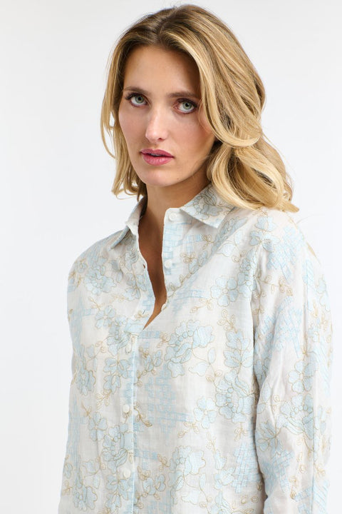Amelia Embroidered Shirt Pale Blue