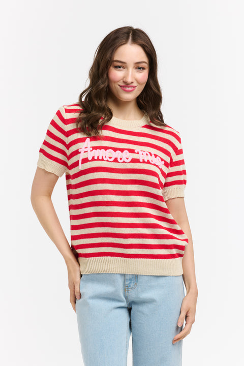 Amore Mio Knit Red/Beige