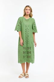Annie Embroidered Dress Kelly Green