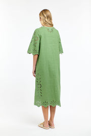 Annie Embroidered Dress Kelly Green