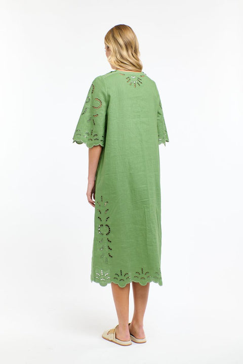 Annie Embroidered Dress Kelly Green