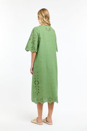 Annie Embroidered Dress Kelly Green