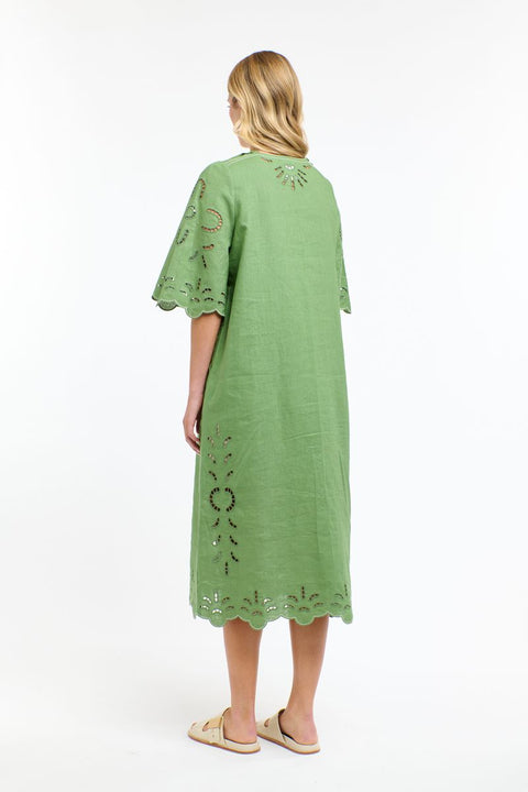 Annie Embroidered Dress Kelly Green