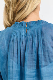 Ariel Pintuck Top Denim Blue