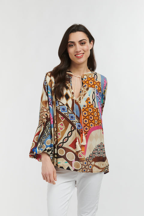 Billow Blouse Chocolate Honey Comb