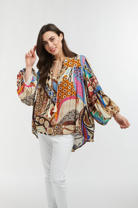 Billow Blouse Chocolate Honey Comb