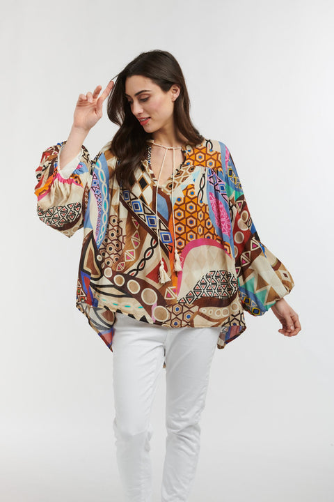 Billow Blouse Chocolate Honey Comb