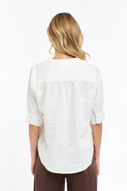 Bradley Linen Stitch Top White