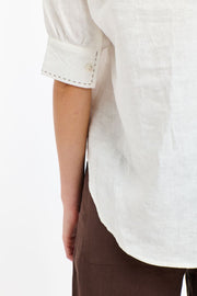 Bradley Linen Stitch Top White