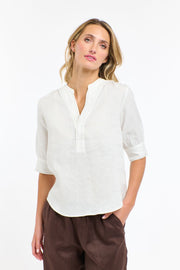 Bradley Linen Stitch Top White