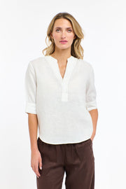 Bradley Linen Stitch Top White
