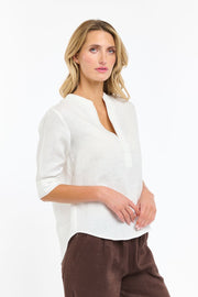 Bradley Linen Stitch Top White