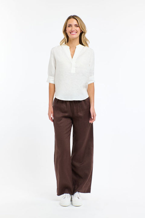 Bradley Linen Stitch Top White