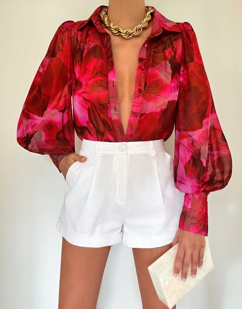 Calista Blouse Pink/Red Print by Runaway
