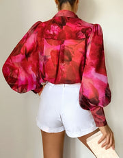 Calista Blouse Pink/Red Print by Runaway