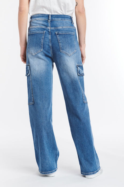 Cargo Denim Jeans Mid Blue