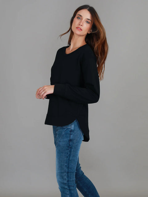 Charlette Curve Hem Sweater Black