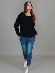 Charlette Curve Hem Sweater Black