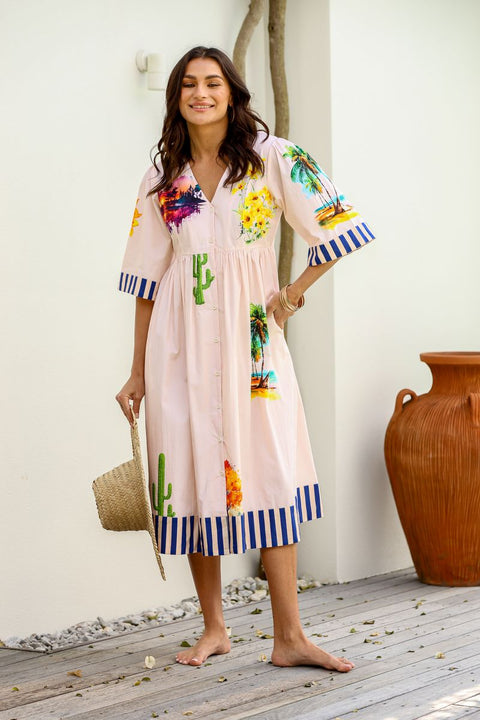 Chateau Cacti Stripe Dress