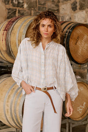 Freida Check Shirt Sky Blue