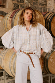 Freida Check Shirt Sky Blue