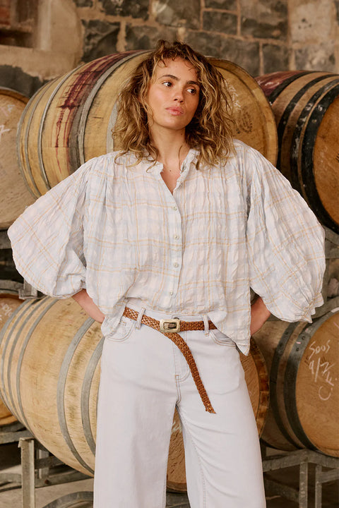 Freida Check Shirt Sky Blue