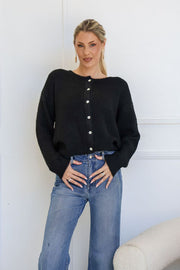 Classic Wool Blend Cardigan Black