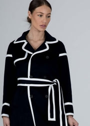 Contrast Trench Coat Navy/Ivory