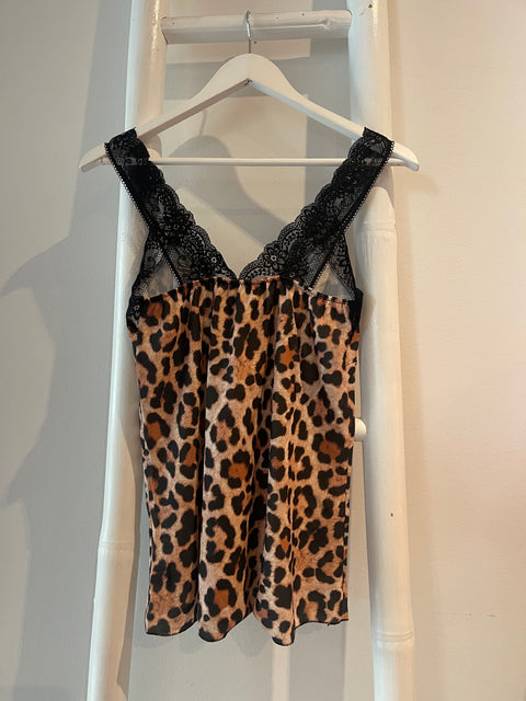 Lace Satin Camisole Leopard