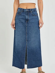 Maxi Denim Skirt Mid Blue Wash