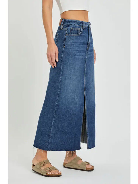 Maxi Denim Skirt Mid Blue Wash