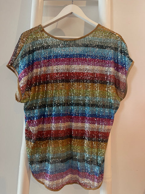 Bianca Sequin Tee Rainbow