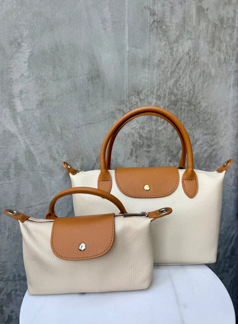 Estelle Maxi Leather Bag Cream