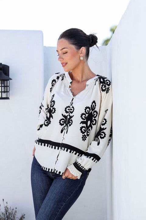 Filigree Blouse White/Blk