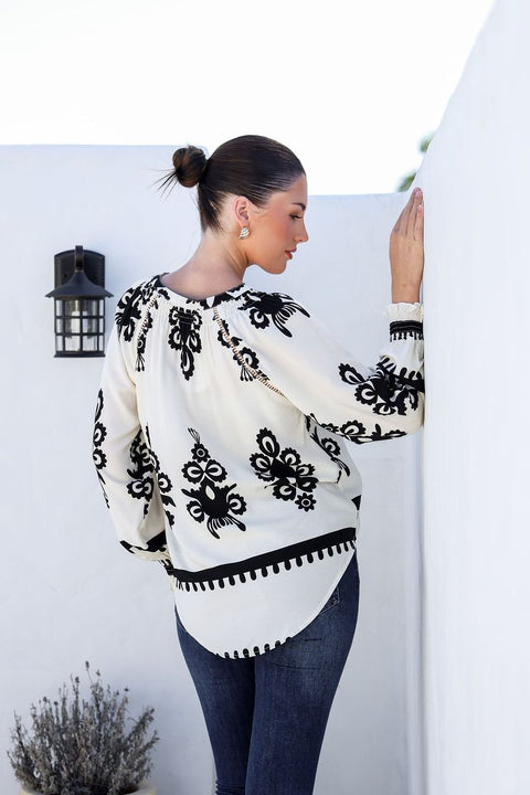 Filigree Blouse White/Blk