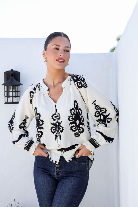 Filigree Blouse White/Blk