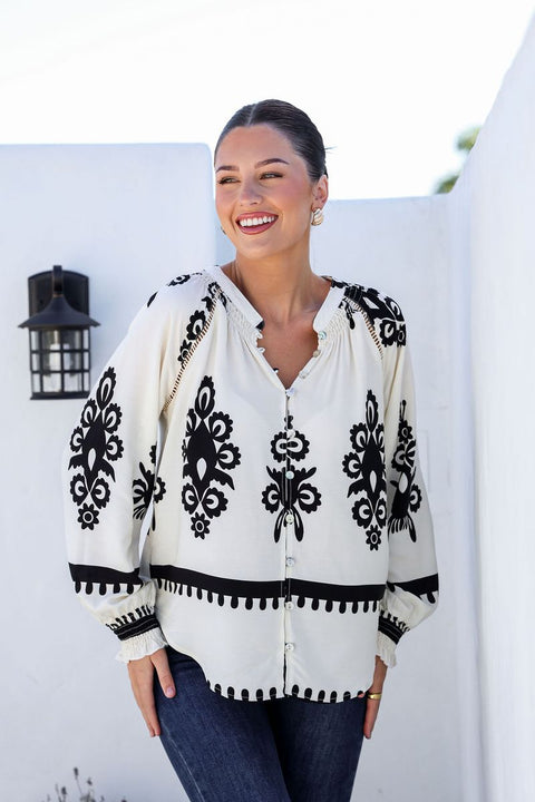 Filigree Blouse White/Blk