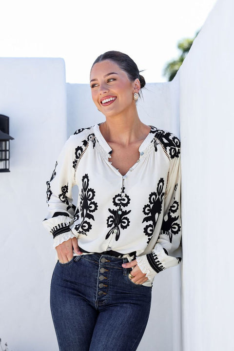 Filigree Blouse White/Blk